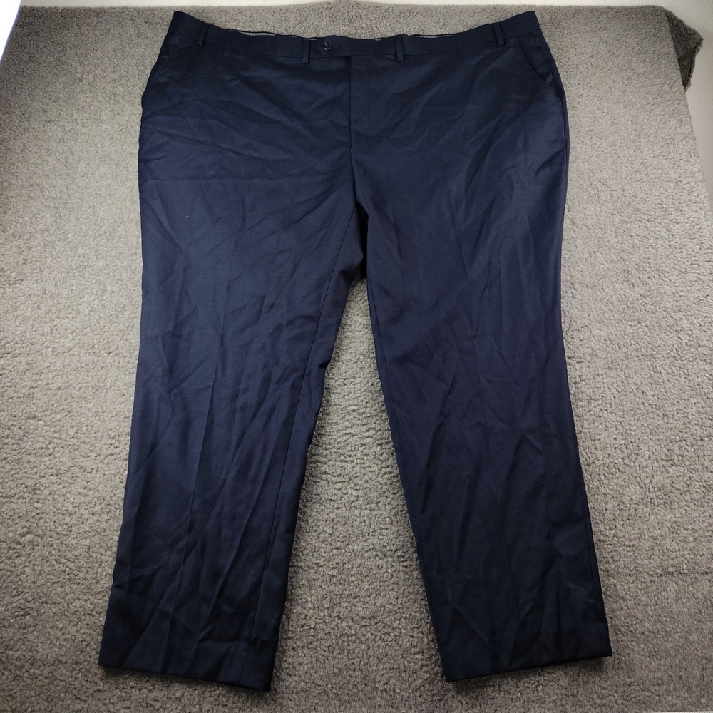 Michael Kors Mens Dress Pants Navy Blue Wool Blend Natural Stretch 52W x 30L